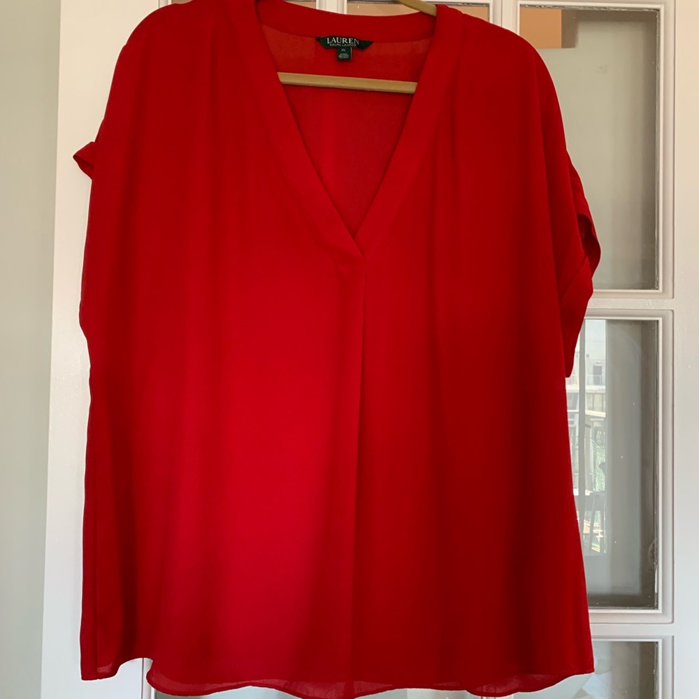 Ralph Lauren V Neck Dolman Sleeve Top